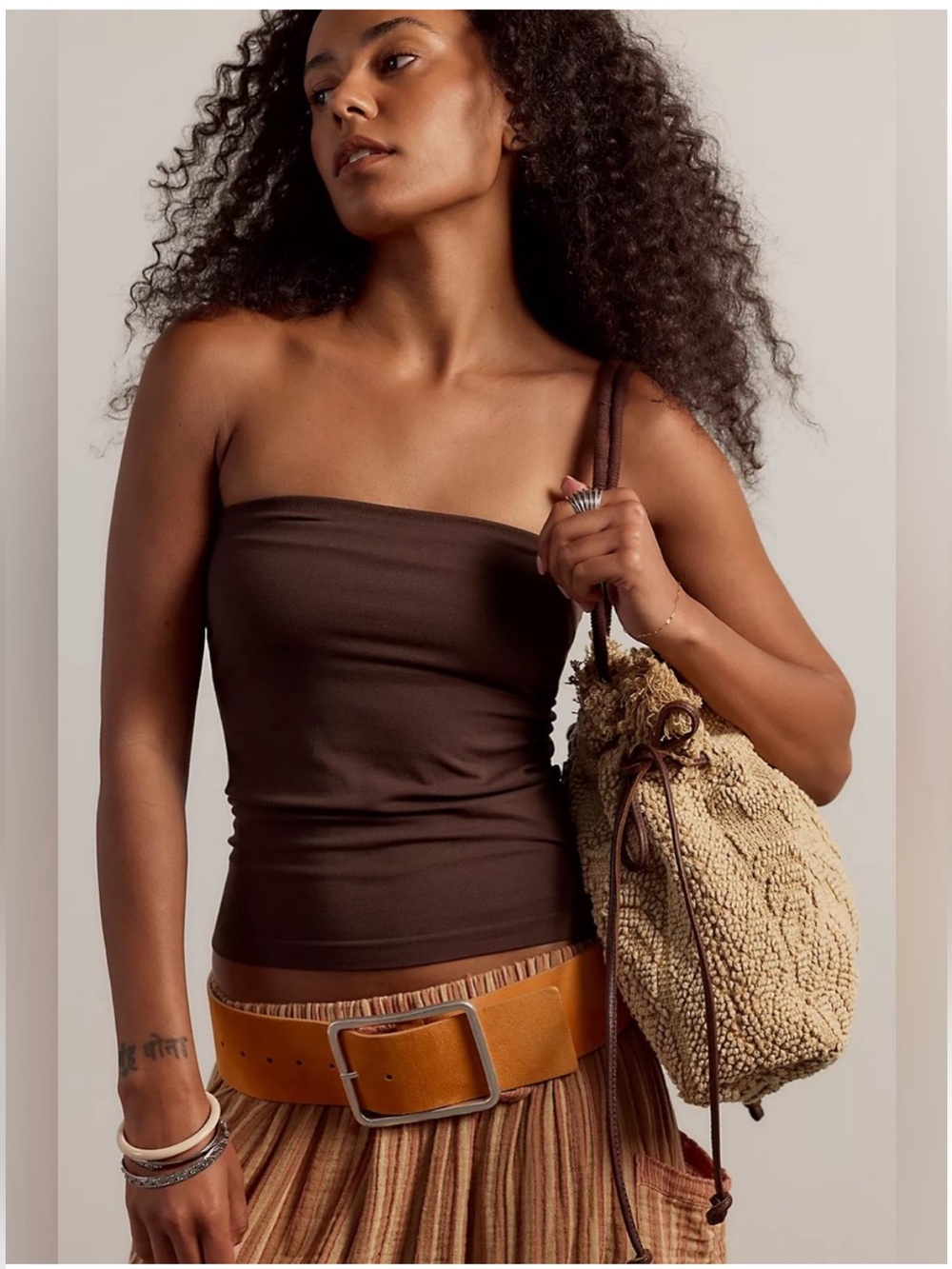 Free people Suede Hex Hip Belt in Paprika Sz S/M NWT $58